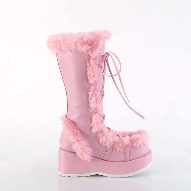 Cubby 311 Baby Pink Furry Stomper Mid Calf Boots -DEMONA DIRECT - Totally Wicked Footwear