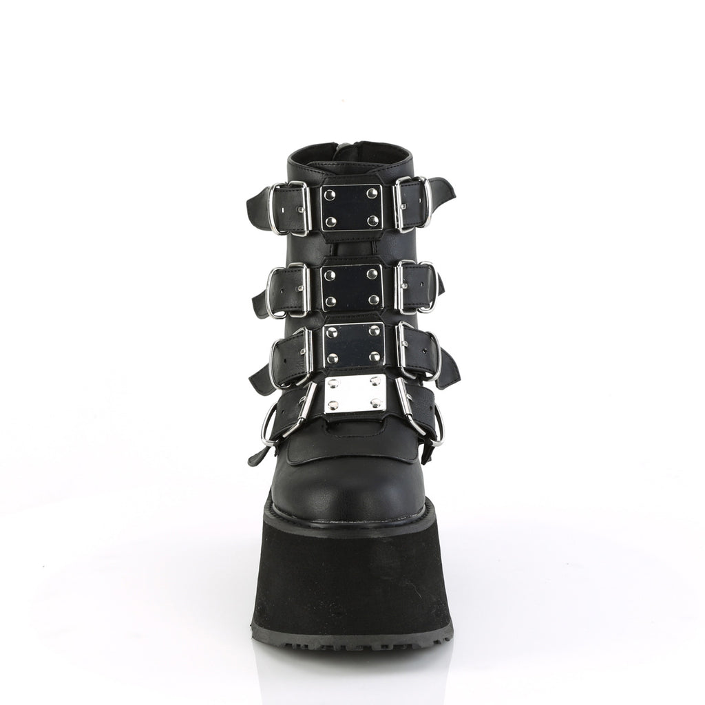 Damned 105 Multi Strap Goth Punk Rock 3.5" Flat Platform Boot Black Matte - Demonia Direct - Totally Wicked Footwear