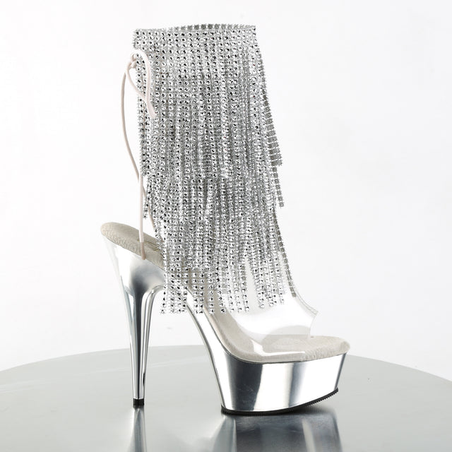 Delight 1017RSF Silver Fringe Platform Ankle Boots - 6" Heels - Direct - Totally Wicked Footwear