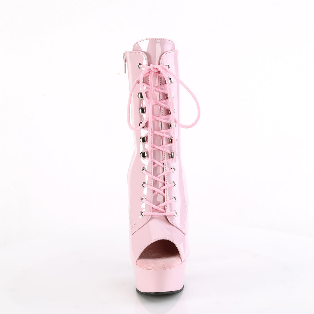 Delight 1021 Baby Pink Lace Up 6" High Heels Open Toe Platform Ankle Boots - Totally Wicked Footwear