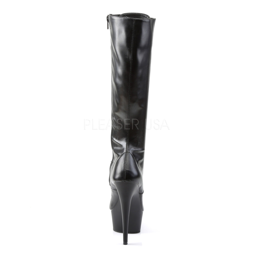 Delight 2023 Black Leatherette Front Lace Up Knee Boot 6" Platform Heel - Totally Wicked Footwear