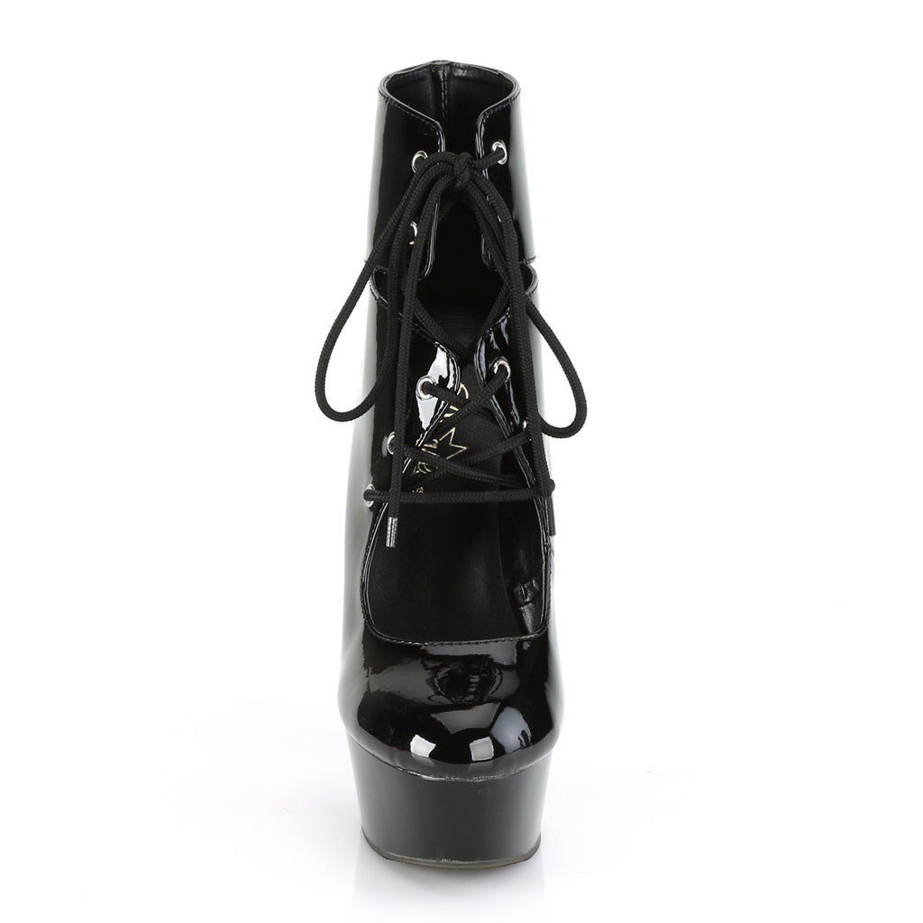 Delight 600-22 Black Patent 6" High Heel Shootie Sandals 6-14 - Direct - Totally Wicked Footwear