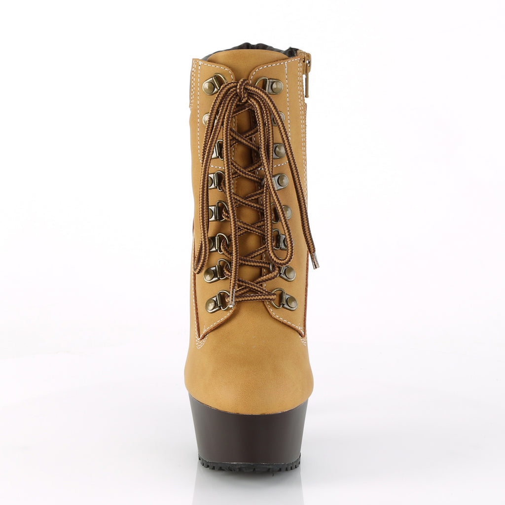 Delight 600tl-2 Tan Nubuck Work Style 6" High Heel Ankle Boots 5-14 - Totally Wicked Footwear