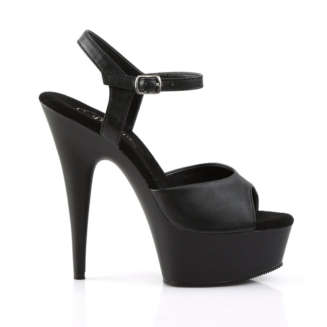 Delight 609 Black Matte 6" High Heel Ankle Strap Sandals - Direct - Totally Wicked Footwear