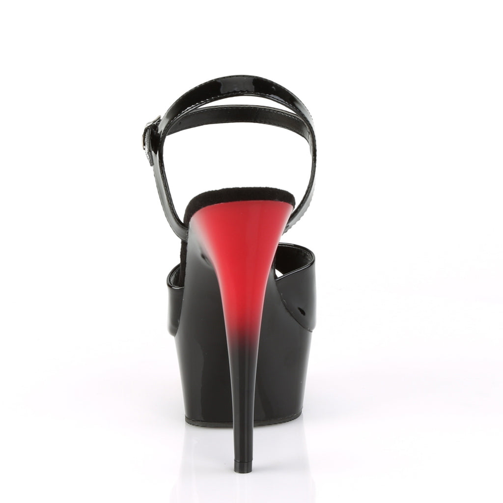 Delight 609BR Black / Red Patent 6" High Heel Ankle Strap Sandals - Direct - Totally Wicked Footwear