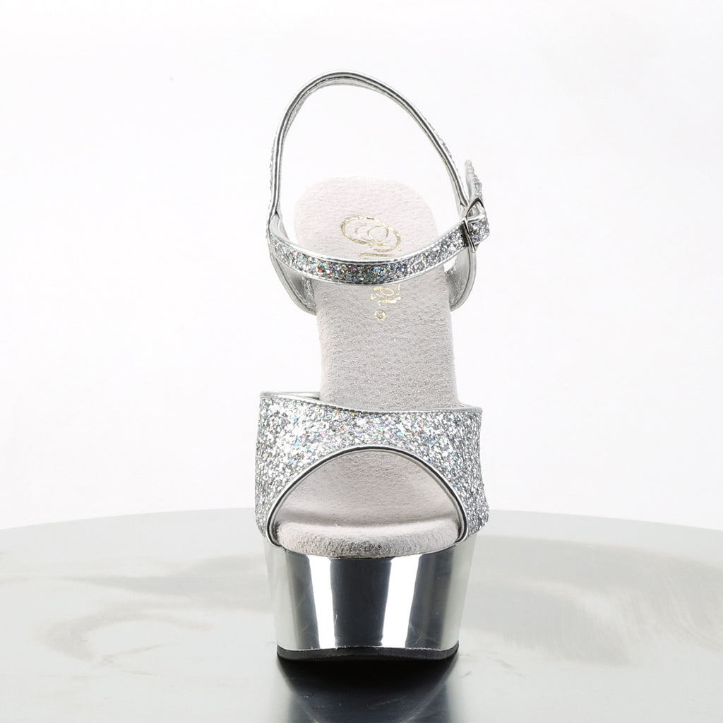 Delight 609G Silver 6" High Heel Ankle Strap Sandals - Direct - Totally Wicked Footwear