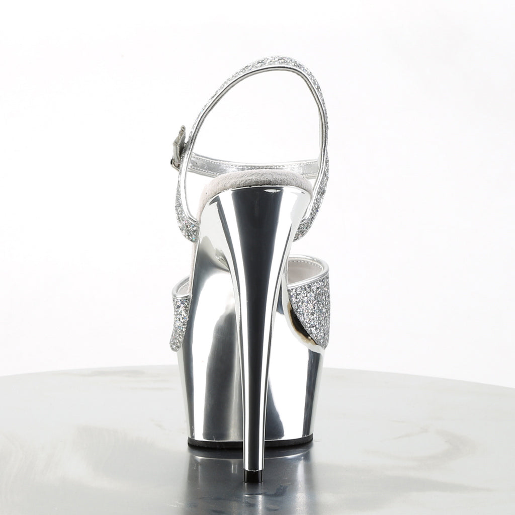 Delight 609G Silver 6" High Heel Ankle Strap Sandals - Direct - Totally Wicked Footwear