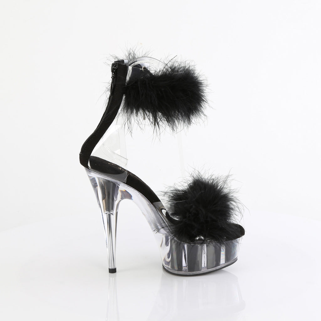 Delight 624f Black Marabou Feather 6" High Heel Platform Shoe - Direct - Totally Wicked Footwear