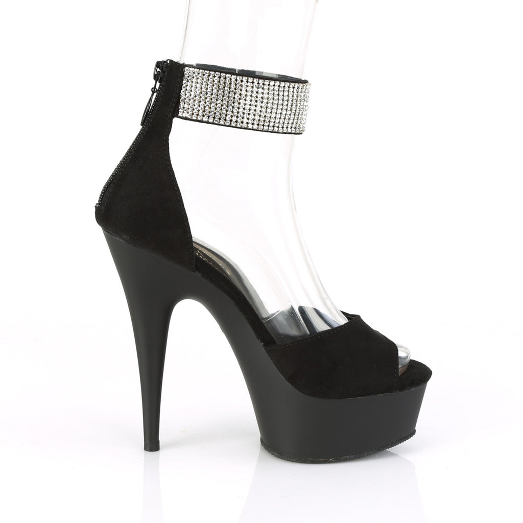 Delight 625 Black Faux Suede 6" High Heel Platform Shoe - Direct - Totally Wicked Footwear