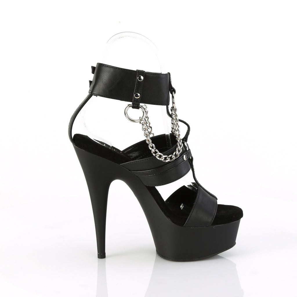 Delight 661 Black Chain Strap - 6" High Heel Platform Shoe - Direct - Totally Wicked Footwear