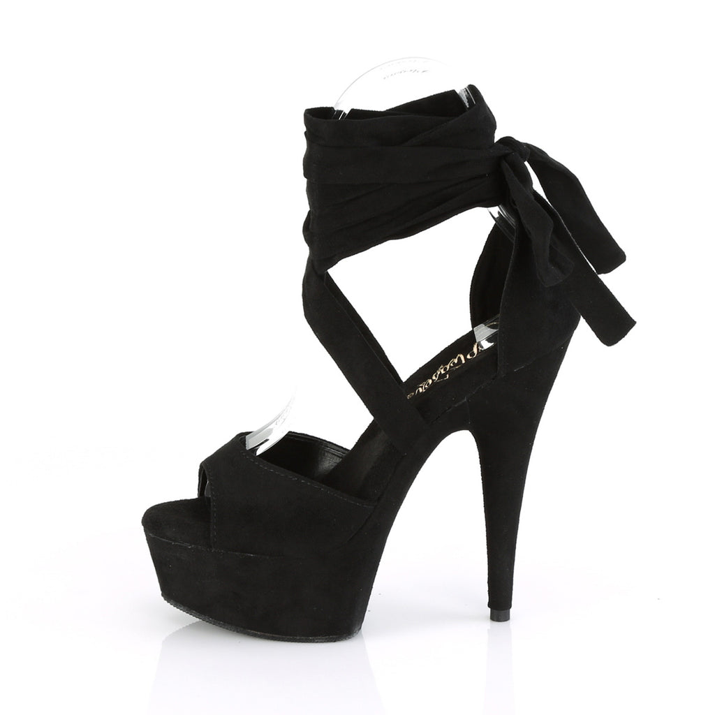Delight 679 Black Cross Wrap Strap Sandals- 6" High Heel Platform Shoe - Direct - Totally Wicked Footwear