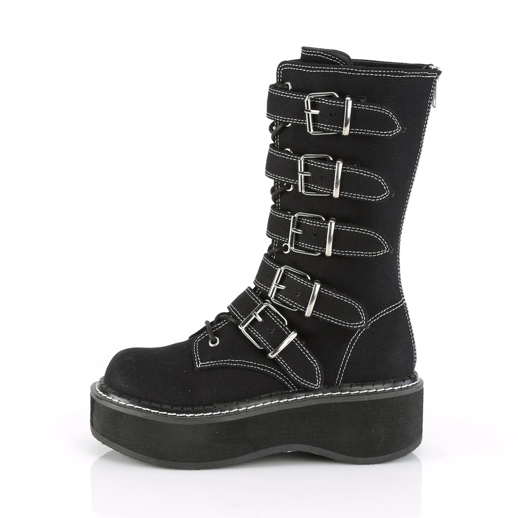 Emily 341 Goth Black Canvas Combat Boots 6-12  - Demonia Direct - Totally Wicked Footwear