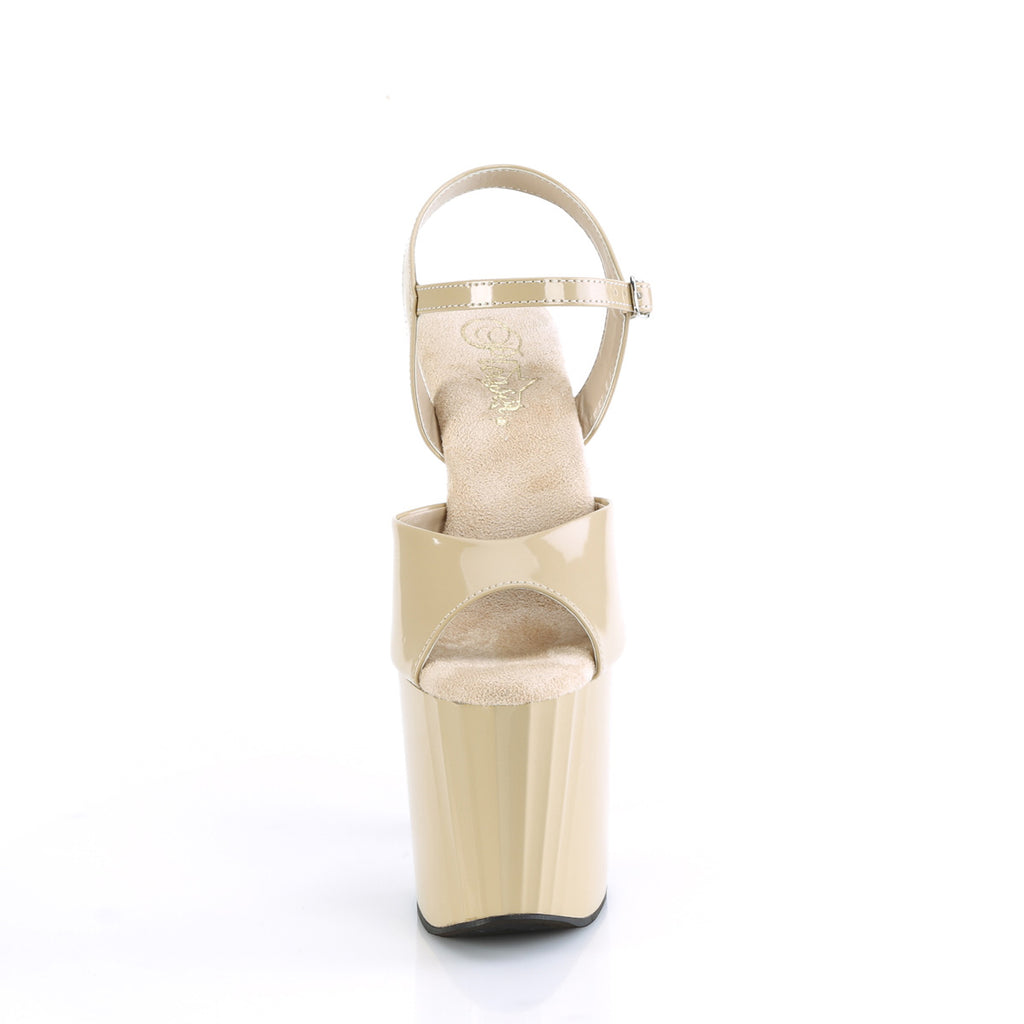 Enchant 709 Cream Patent Ankle Strap Platform Sandals 8" Heels - Direct - Totally Wicked Footwear