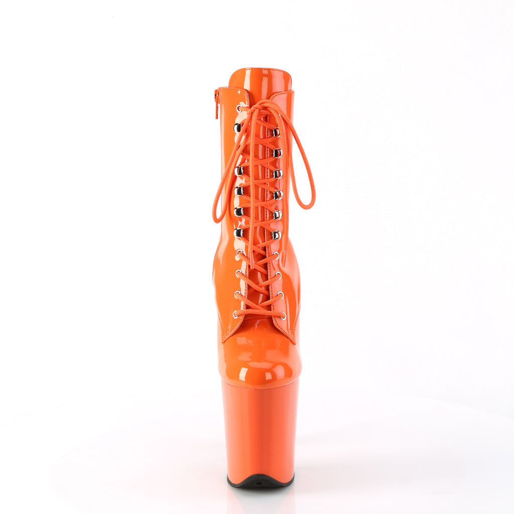 Flamingo 1020 Orange Patent Platform 8" High Heel Ankle Boots - Totally Wicked Footwear