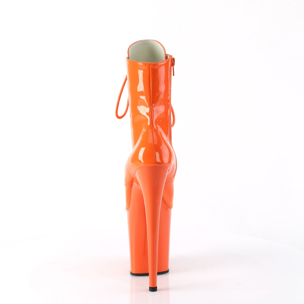 Flamingo 1020 Orange Patent Platform 8" High Heel Ankle Boots - Totally Wicked Footwear
