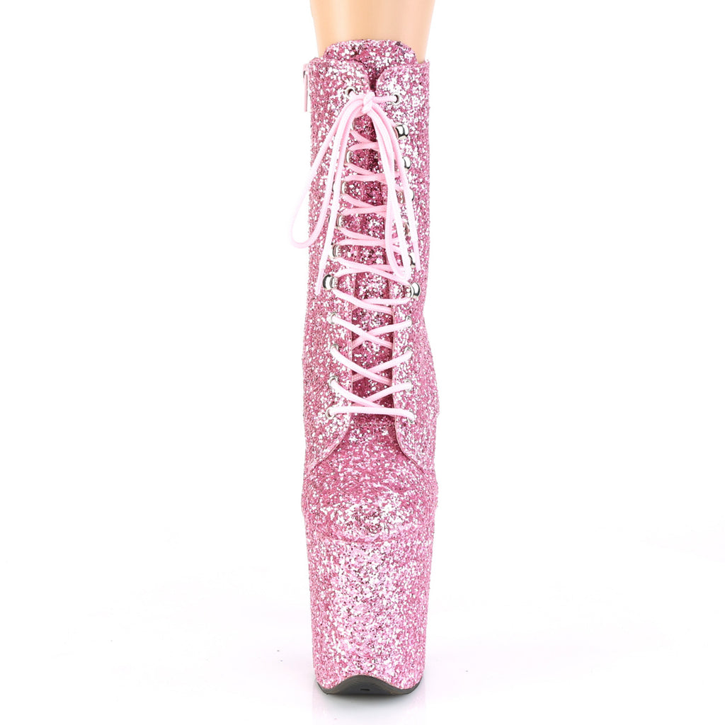 Flamingo 1020GWR Pink Glitter 8" Heel Platform Ankle Boots -Direct - Totally Wicked Footwear
