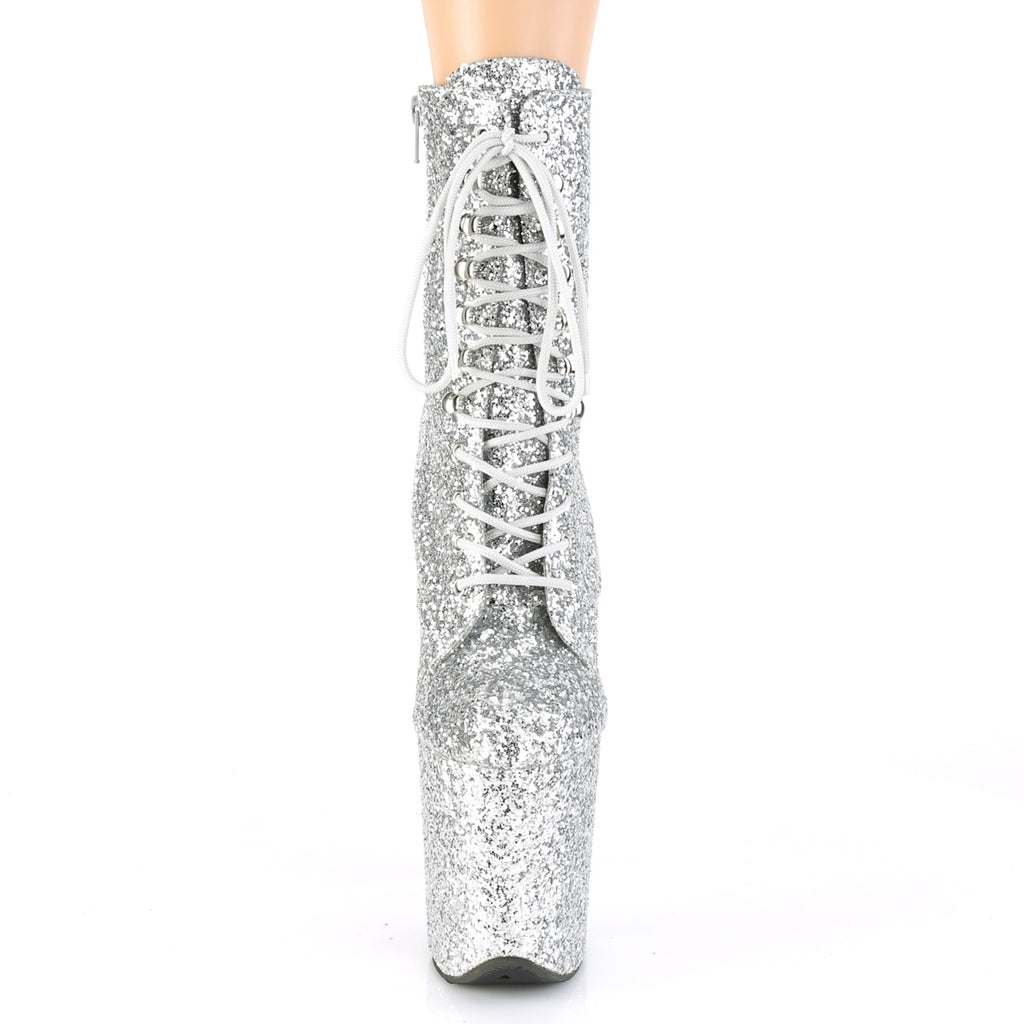 Flamingo 1020GWR Silver Glitter 8" Heel Platform Ankle Boots - Totally Wicked Footwear