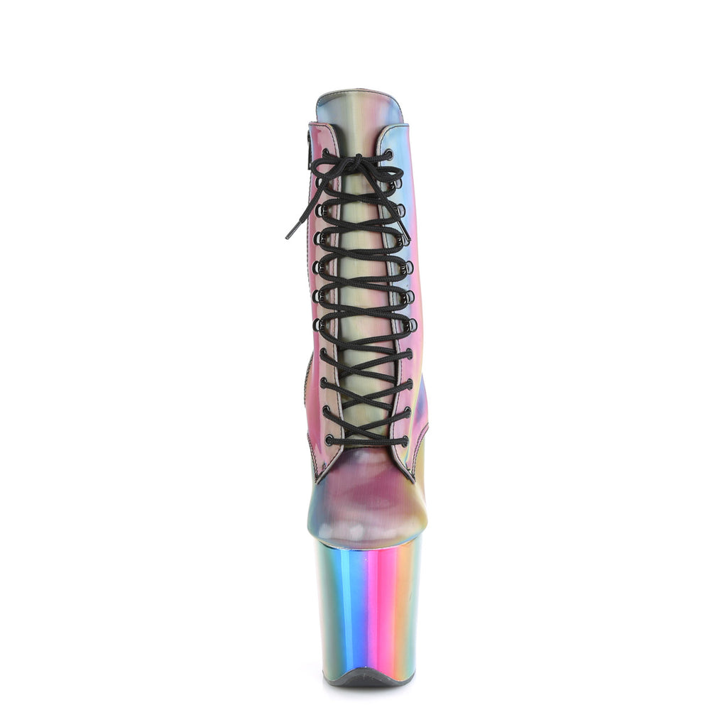 Flamingo 1020RC 8" Heel Platform Ankle Boots Reflective Rainbow - Totally Wicked Footwear