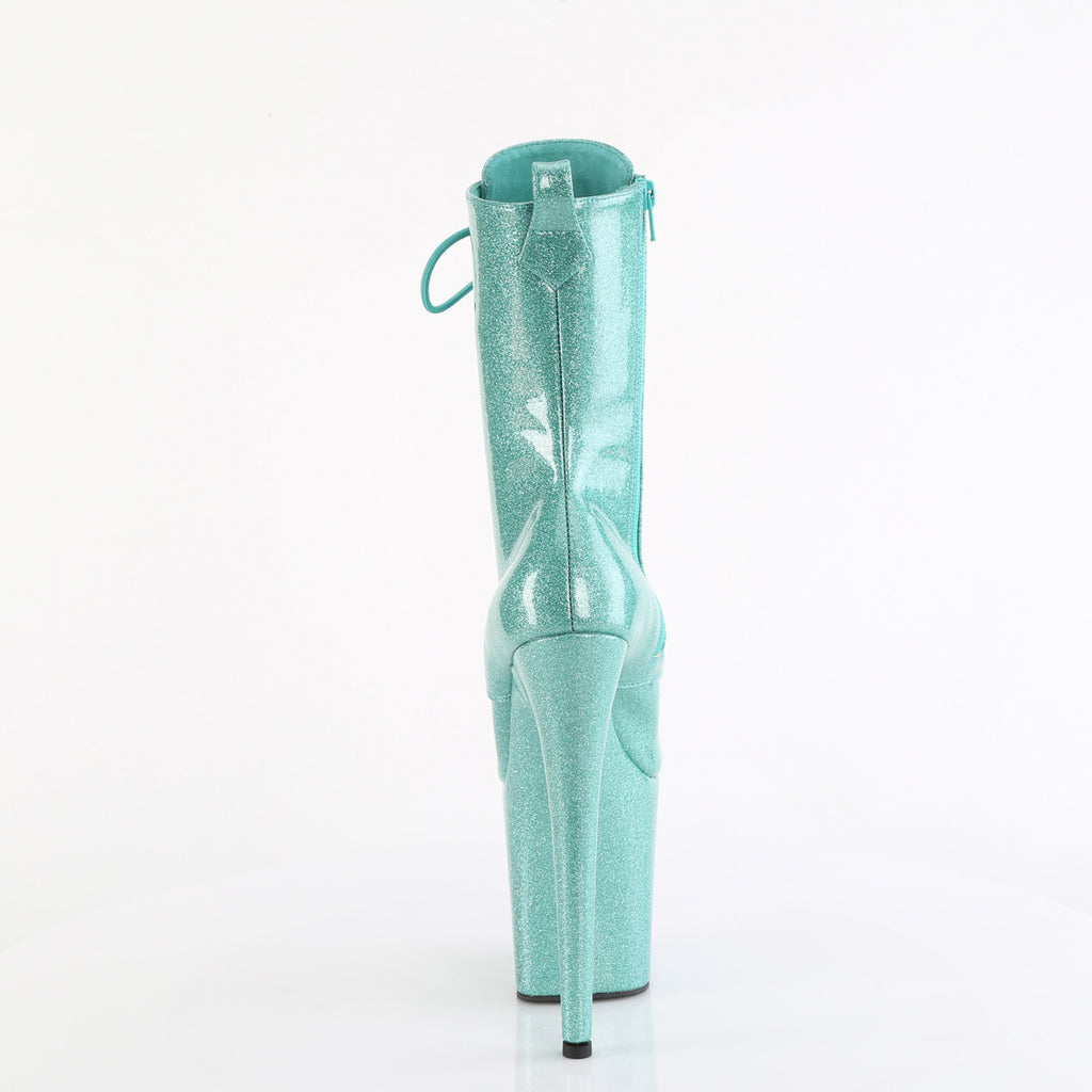 Flamingo 1040GP Aqua Glitter Patent 8" Heel Platform Open Toe Ankle Boots - Direct - Totally Wicked Footwear