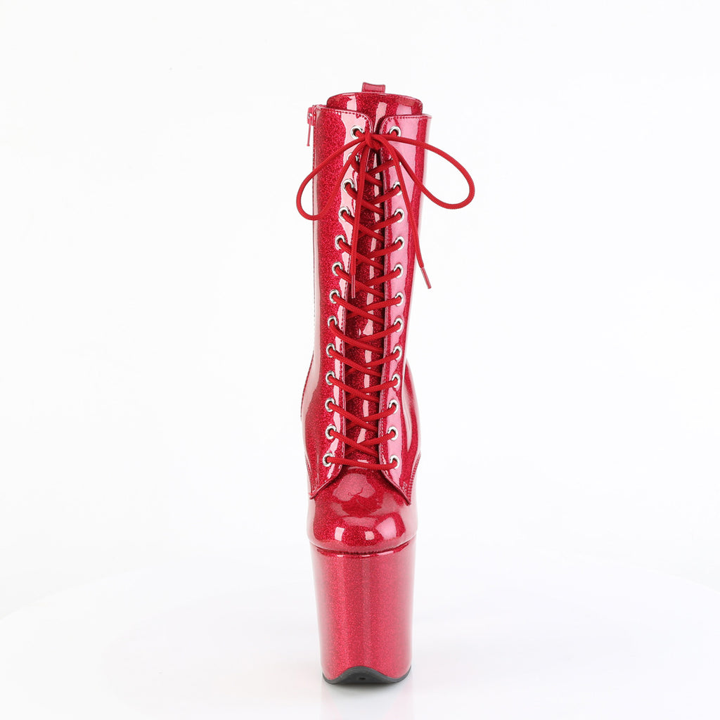 Flamingo 1040GP Fuchsia Glitter Patent 8" Heel Platform Open Toe Ankle Boots - Direct - Totally Wicked Footwear