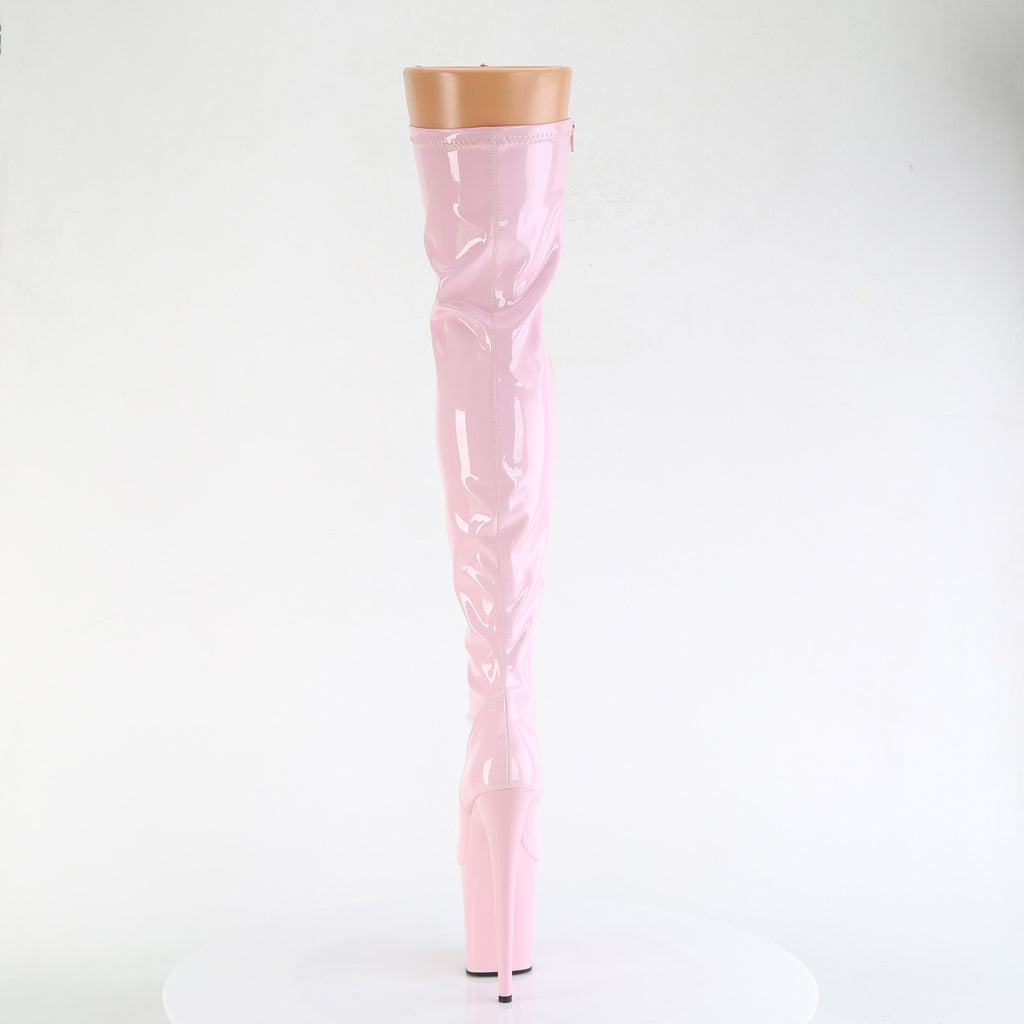 Flamingo 3000 Stretch Baby Pink Patent - 8" High Heel Thigh High Boots - Direct - Totally Wicked Footwear