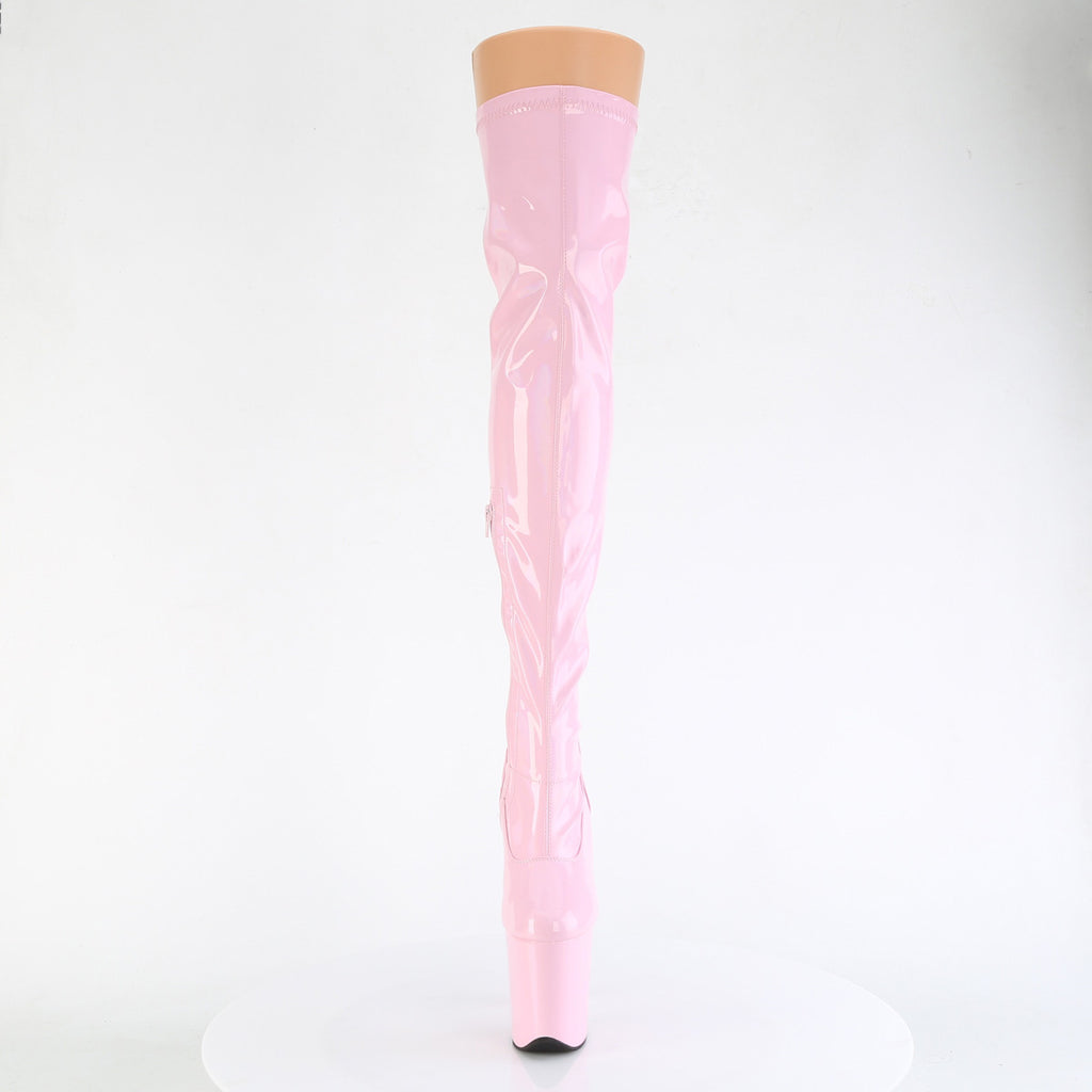 Flamingo 3000HWR Stretch Pink Hologram - 8" High Heel Thigh High Boots - Direct - Totally Wicked Footwear