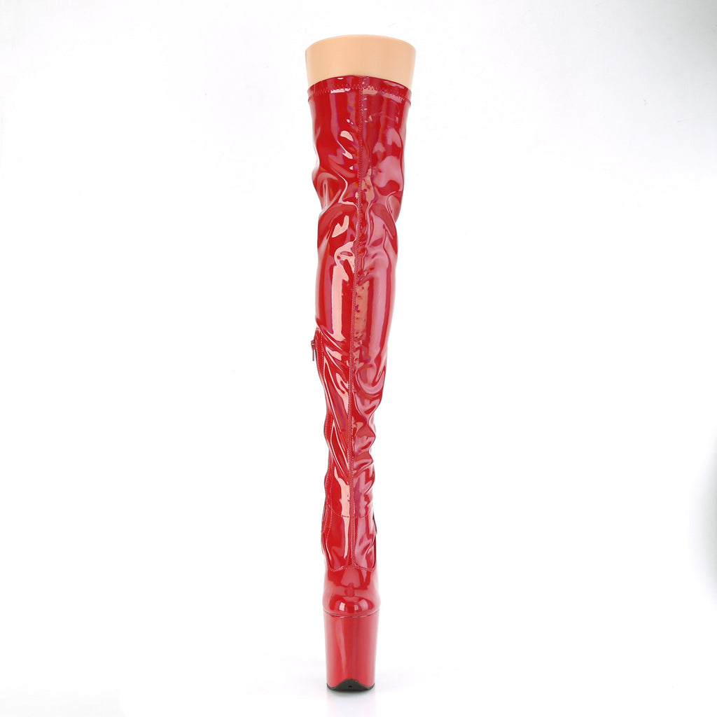 Flamingo 3000HWR Stretch Red Hologram - 8" High Heel Thigh High Boots - Direct - Totally Wicked Footwear