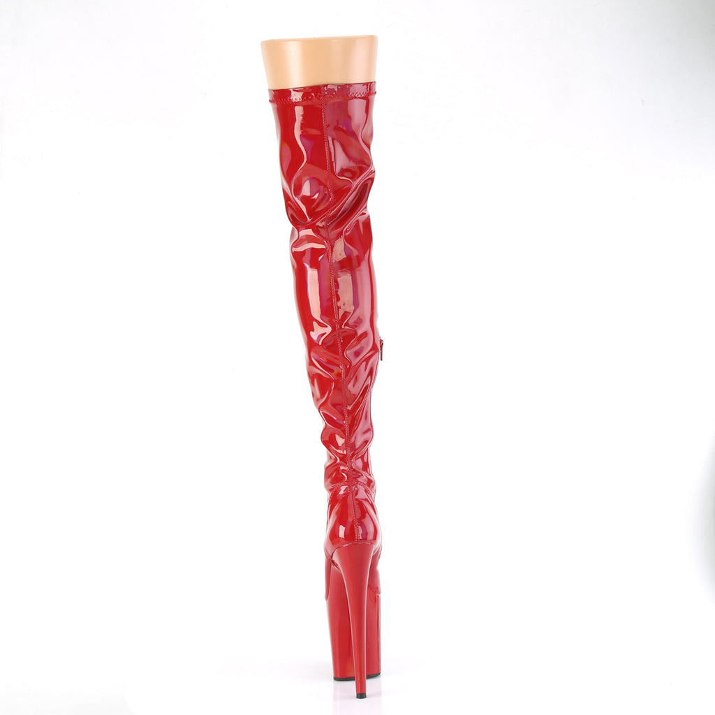 Flamingo 3000HWR Stretch Red Hologram - 8" High Heel Thigh High Boots - Direct - Totally Wicked Footwear
