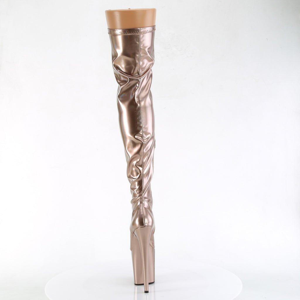 Flamingo 3000HWR Stretch Rose Gold Hologram - 8" High Heel Thigh High Boots - Direct - Totally Wicked Footwear