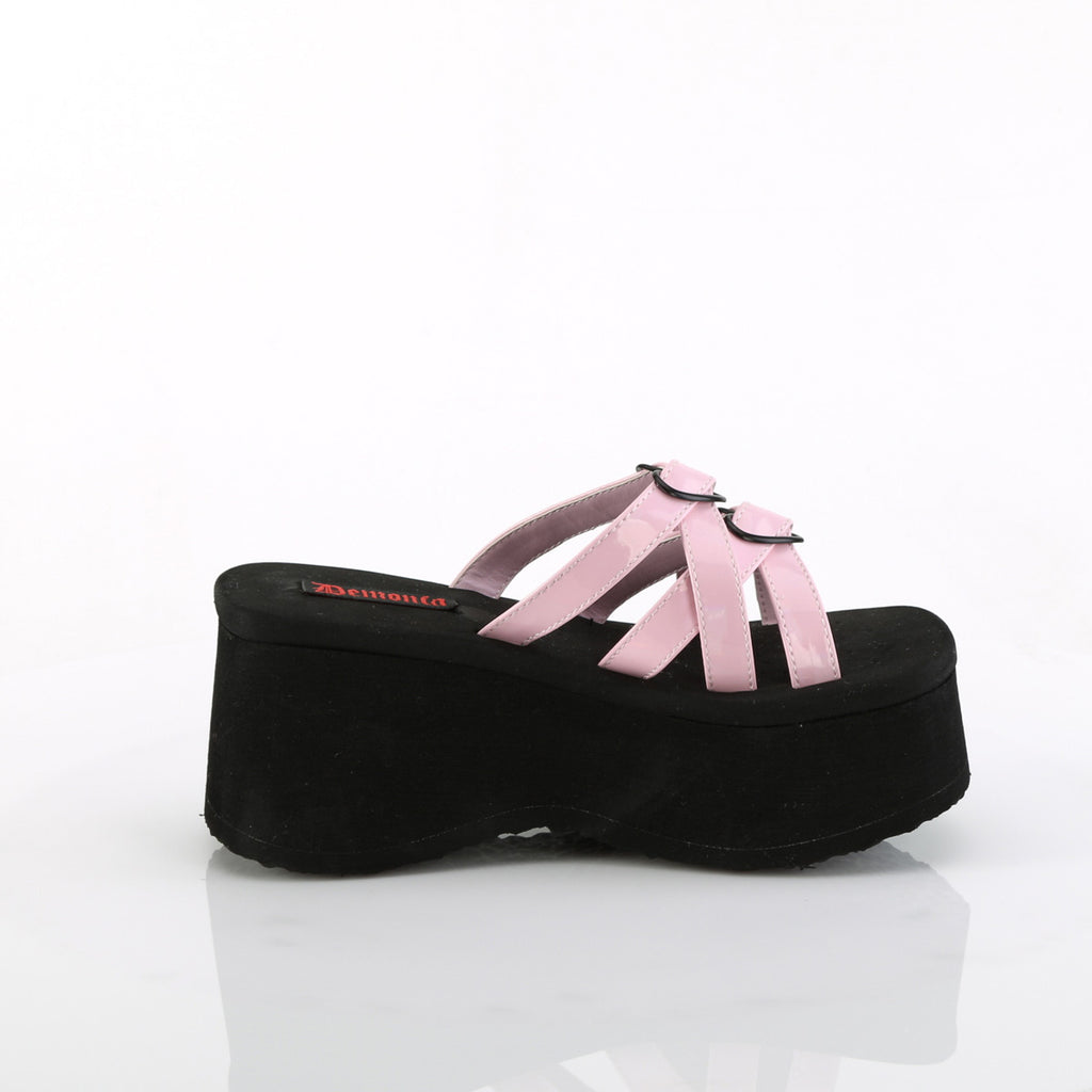 Funn 15 Pink Hologram Platform Sandals  - Demonia Direct - Totally Wicked Footwear