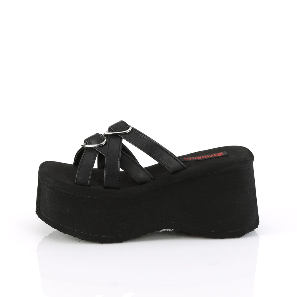 Funn 15 Black Matte Platform Sandals  - Demonia Direct - Totally Wicked Footwear