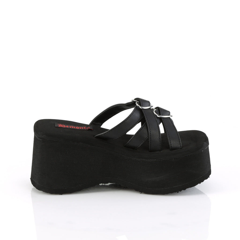 Funn 15 Black Matte Platform Sandals  - Demonia Direct - Totally Wicked Footwear