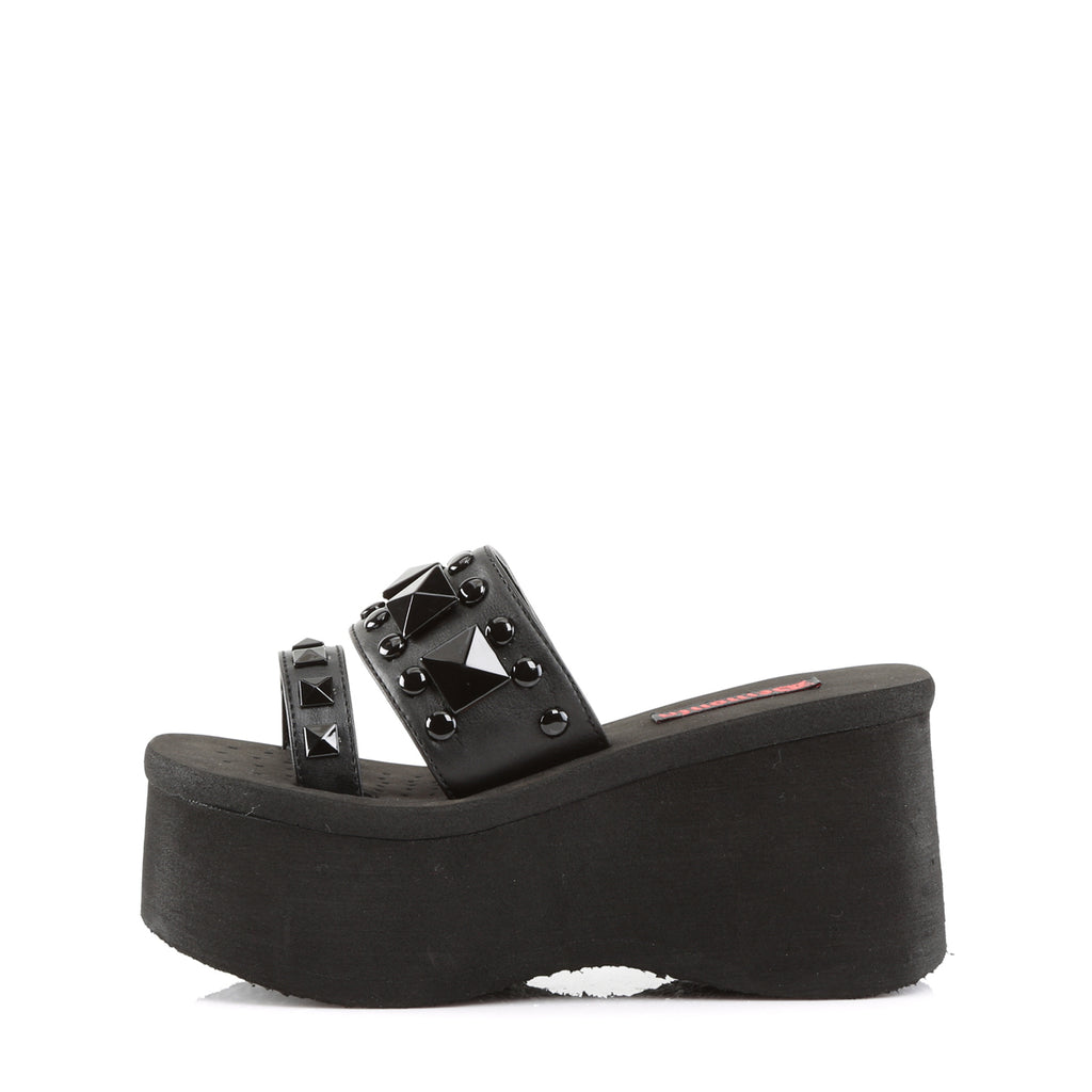 Funn 18 Black Matte Platform Sandals  - Demonia Direct - Totally Wicked Footwear