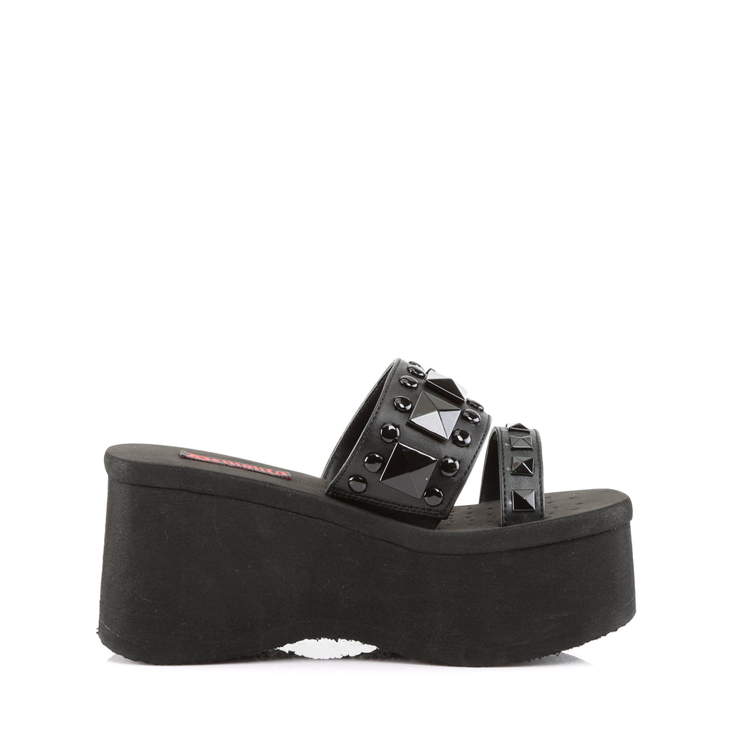 Funn 18 Black Matte Platform Sandals  - Demonia Direct - Totally Wicked Footwear