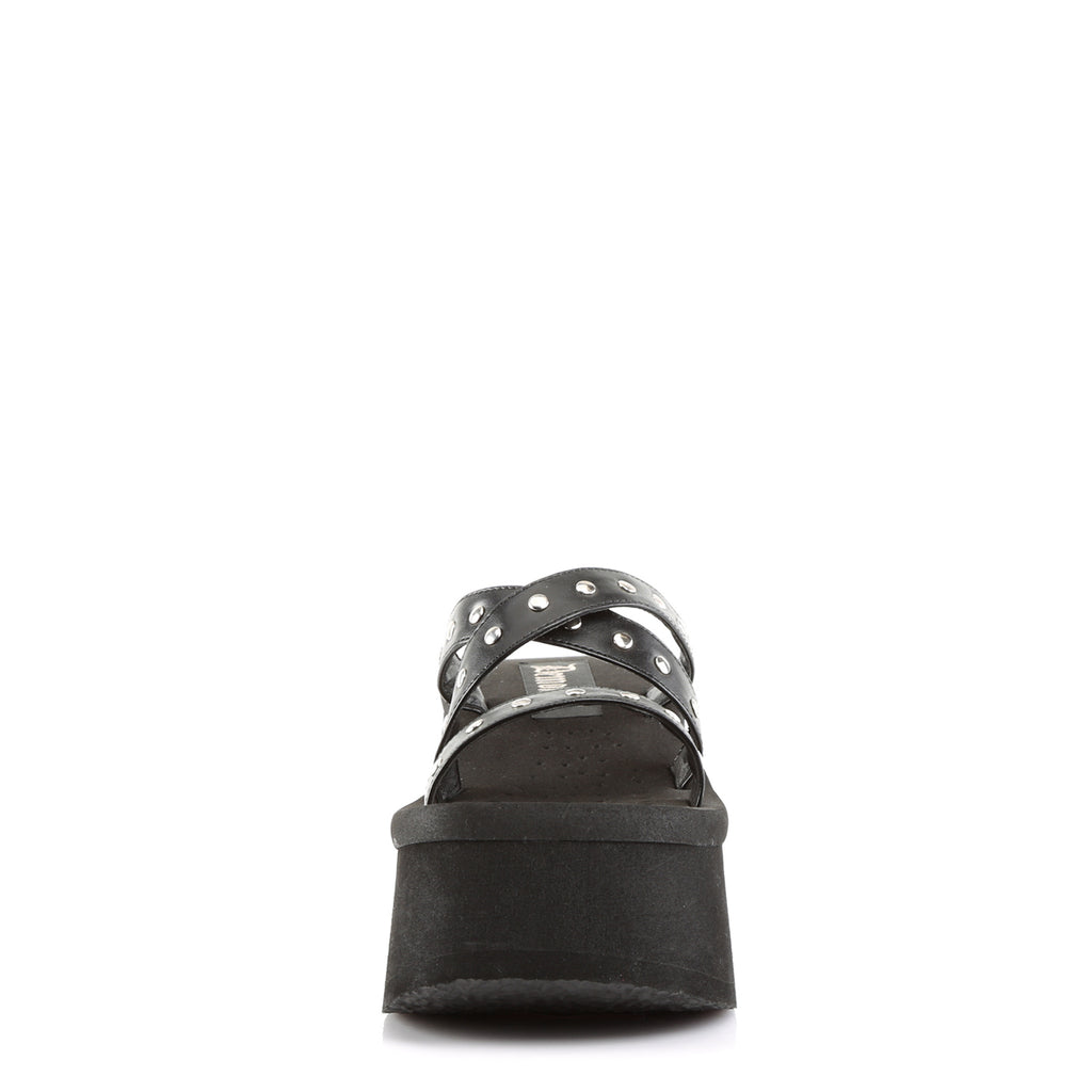 Funn 19 Black Matte Platform Sandals  - Demonia Direct - Totally Wicked Footwear