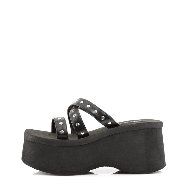 Funn 19 Black Matte Platform Sandals  - Demonia Direct - Totally Wicked Footwear