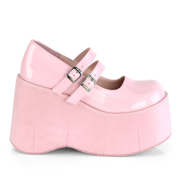 Kera 08 Pink Hologram  4.5" Platform Double Strap Maryjane Shoe  - Demonia Direct - Totally Wicked Footwear