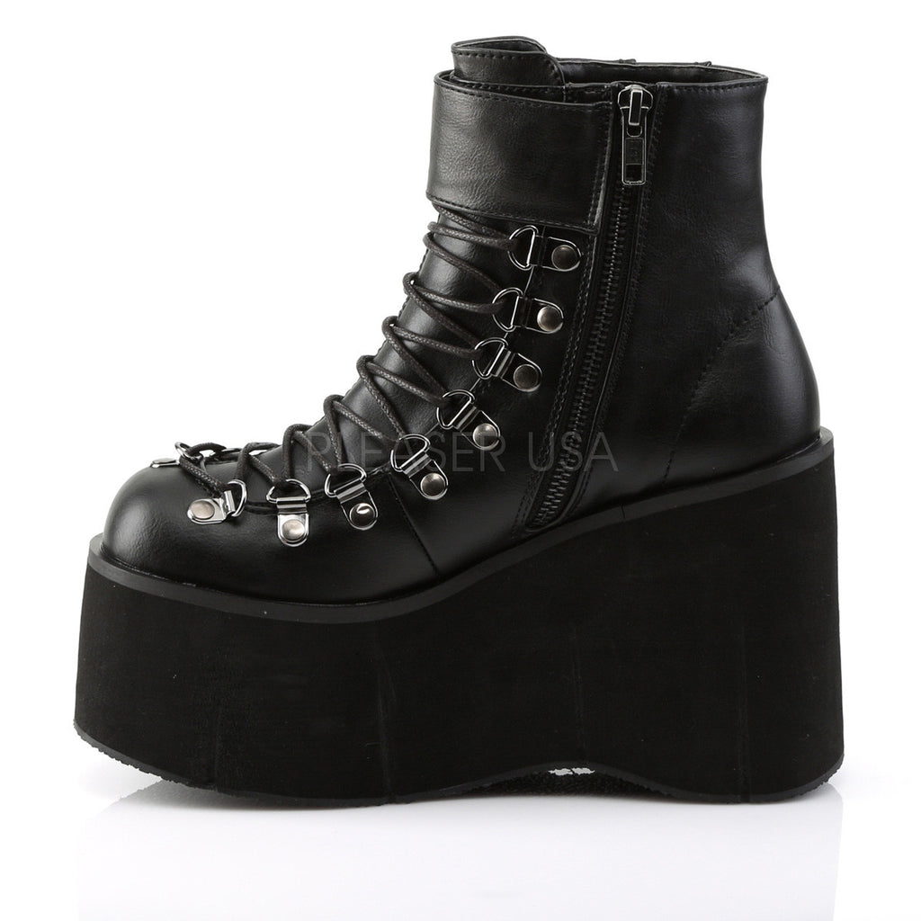 Kera 21 Leatherette Upper Platform Lace Up Ankle Boot Black - Totally Wicked Footwear
