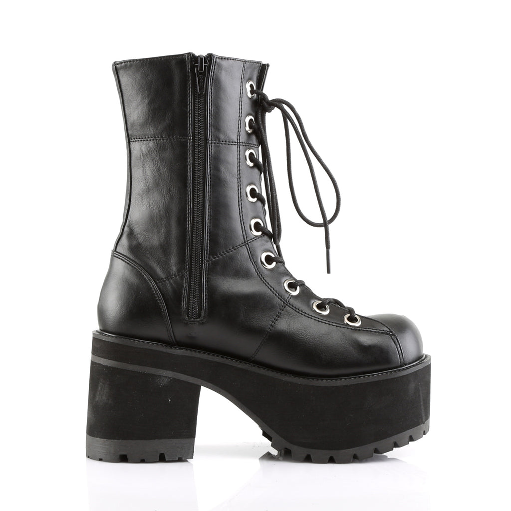Ranger 301 Black Vegan Leather Boots 6-12  - Demonia Direct - Totally Wicked Footwear