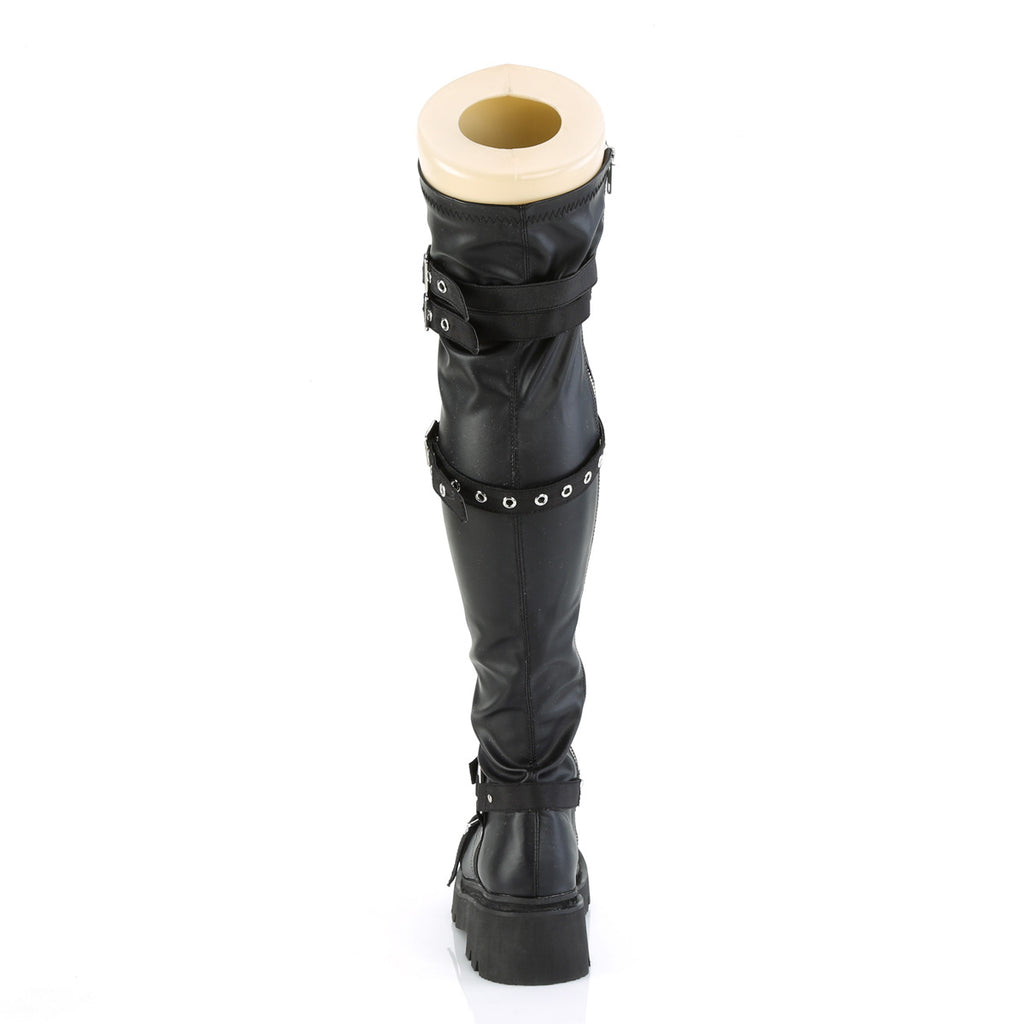 Renegade Knee Guard Moto Thigh High Boots- DEMONIA DIRECT - Totally Wicked Footwear