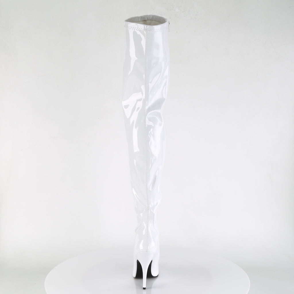 Seduce 3000 White Patent 5" Stiletto Heel Stretch OTK Thigh Boot 5-16 -Direct - Totally Wicked Footwear