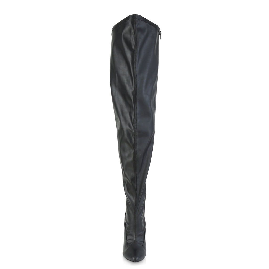 Seduce 3000WC Black Matte Stretch Wide Calf Thigh Boot - 5" High Heel - Pleaser Direct - Totally Wicked Footwear