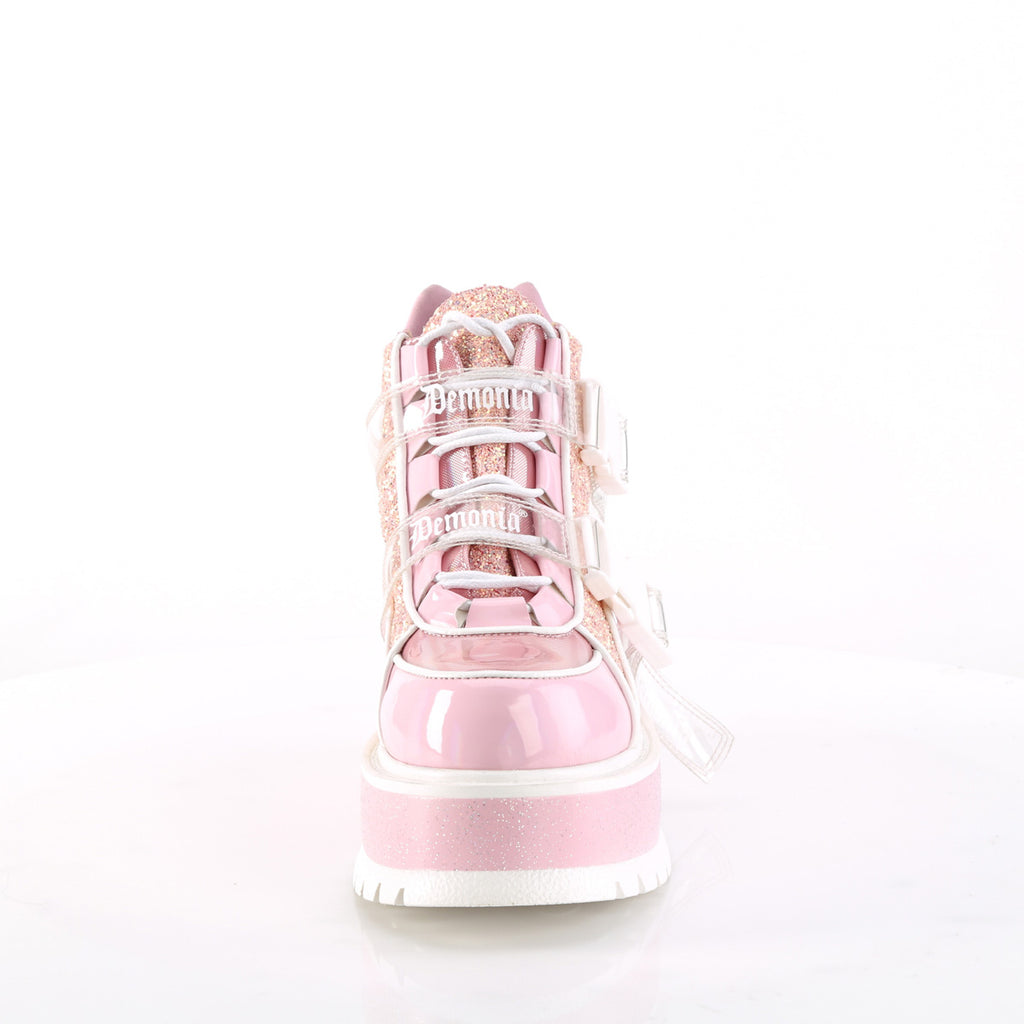Slacker 50 Platform Sneaker Gothic Punk Ankle Boots Pink  - Demonia Direct - Totally Wicked Footwear