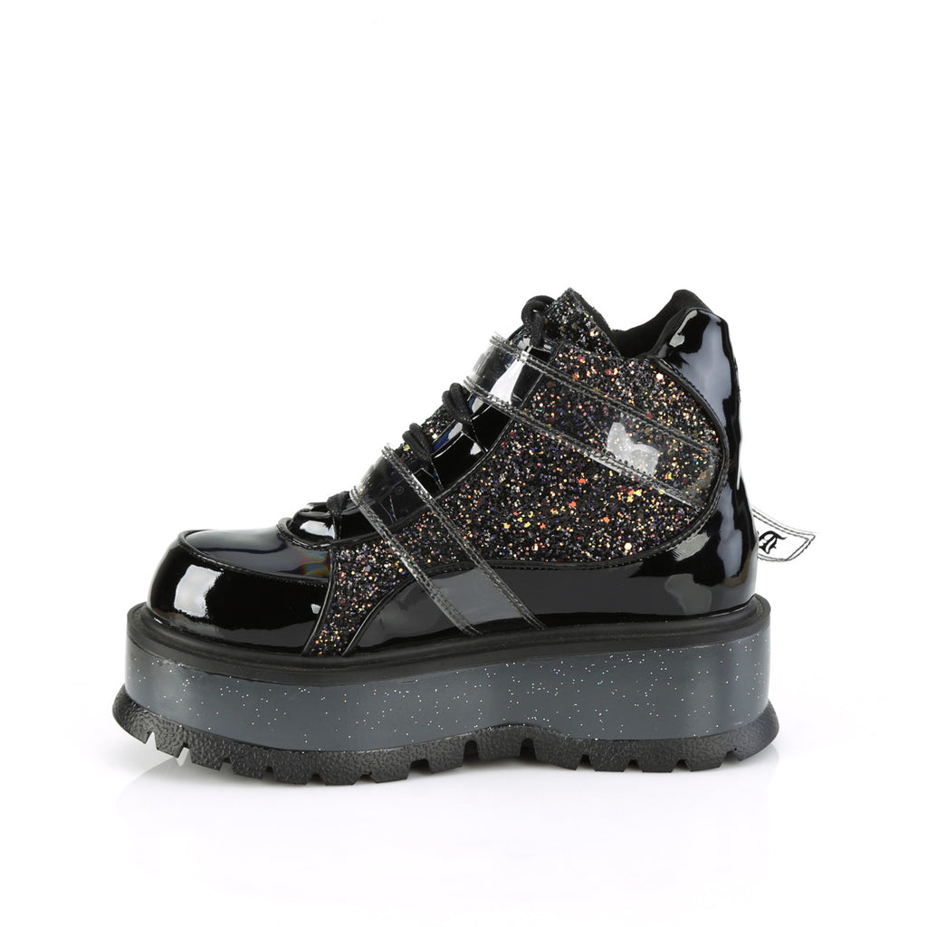Slacker 50 Platform Sneaker Gothic Punk Ankle Boots Black - Demonia Direct - Totally Wicked Footwear