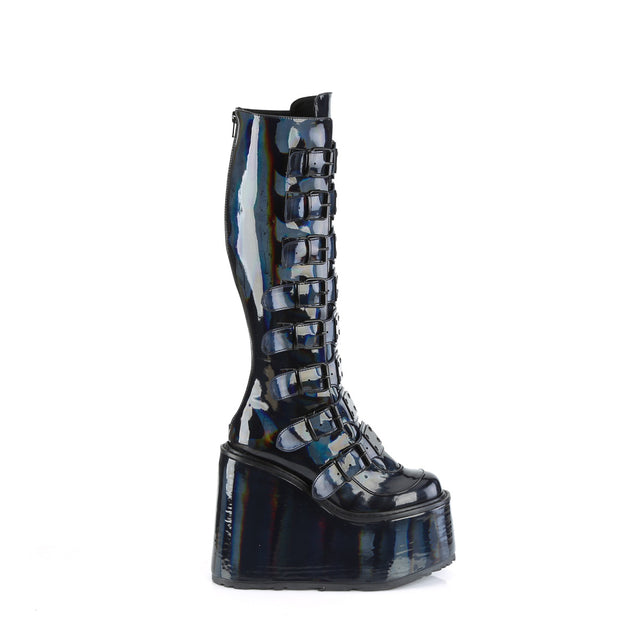 Swing 815 Black Hologram Platform Knee Boots - Totally Wicked Footwear