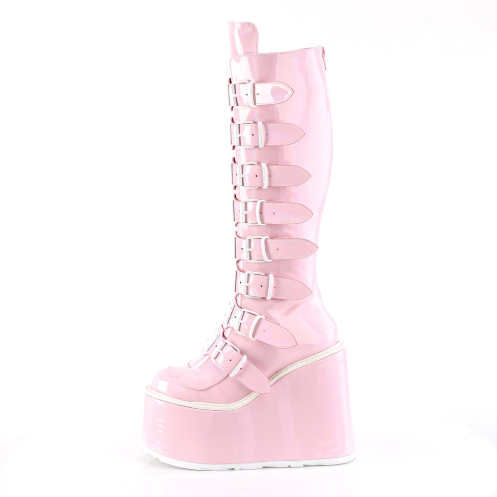 Swing 815 Pink Hologram Platform Knee Boots - Totally Wicked Footwear
