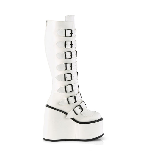 Swing 815 White Vegan Leather Platform Knee Boots - Totally Wicked Footwear