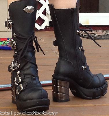 Sinister 203 Multi Buckle Chrome Chunk Heel Boot - Totally Wicked Footwear