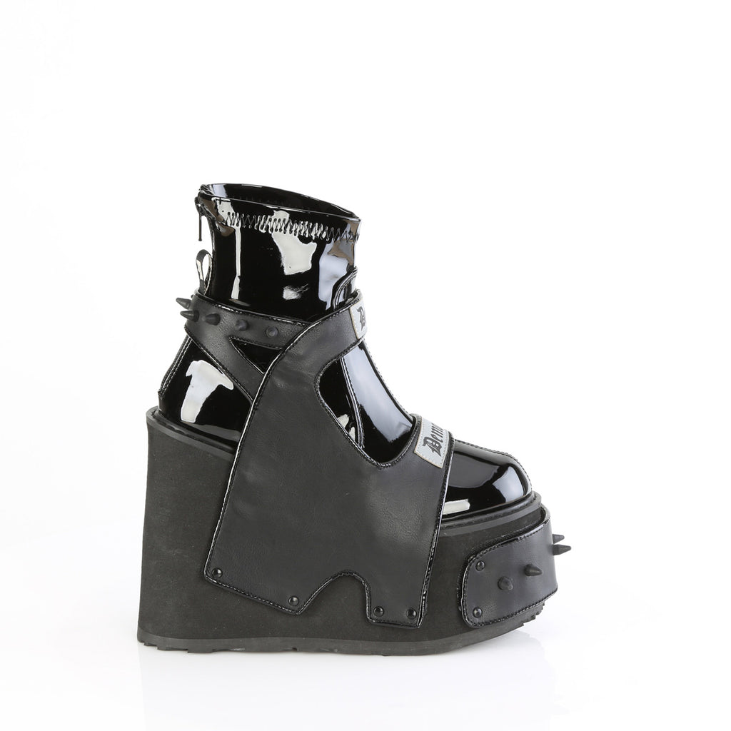 Transformer 808 Black Patent Harness Panel Ankle Boots - Demonia Direct - Totally Wicked Footwear