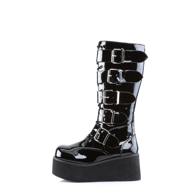 Trashville 518 Black Patent Goth Punk 3" Platform Boots - Totally Wicked Footwear